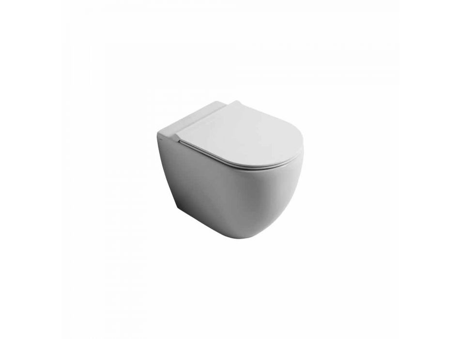 Bacia de toalete cerâmica branca moderna Shine Square Rimless made in Italy Viadurini