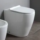 Vaso sanitário sem aro com assento cerâmico termoendurecido de fechamento suave - Oleandro Viadurini