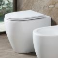Vaso sanitário Aster Rimless em cerâmica preta fosca e branca com assento de fechamento suave  