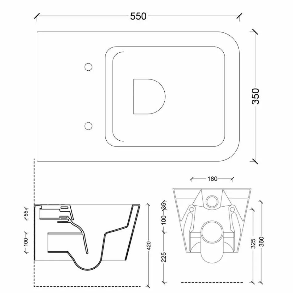 Sanita suspensa de cerâmica, design moderno, Sun Square made in Italy Viadurini