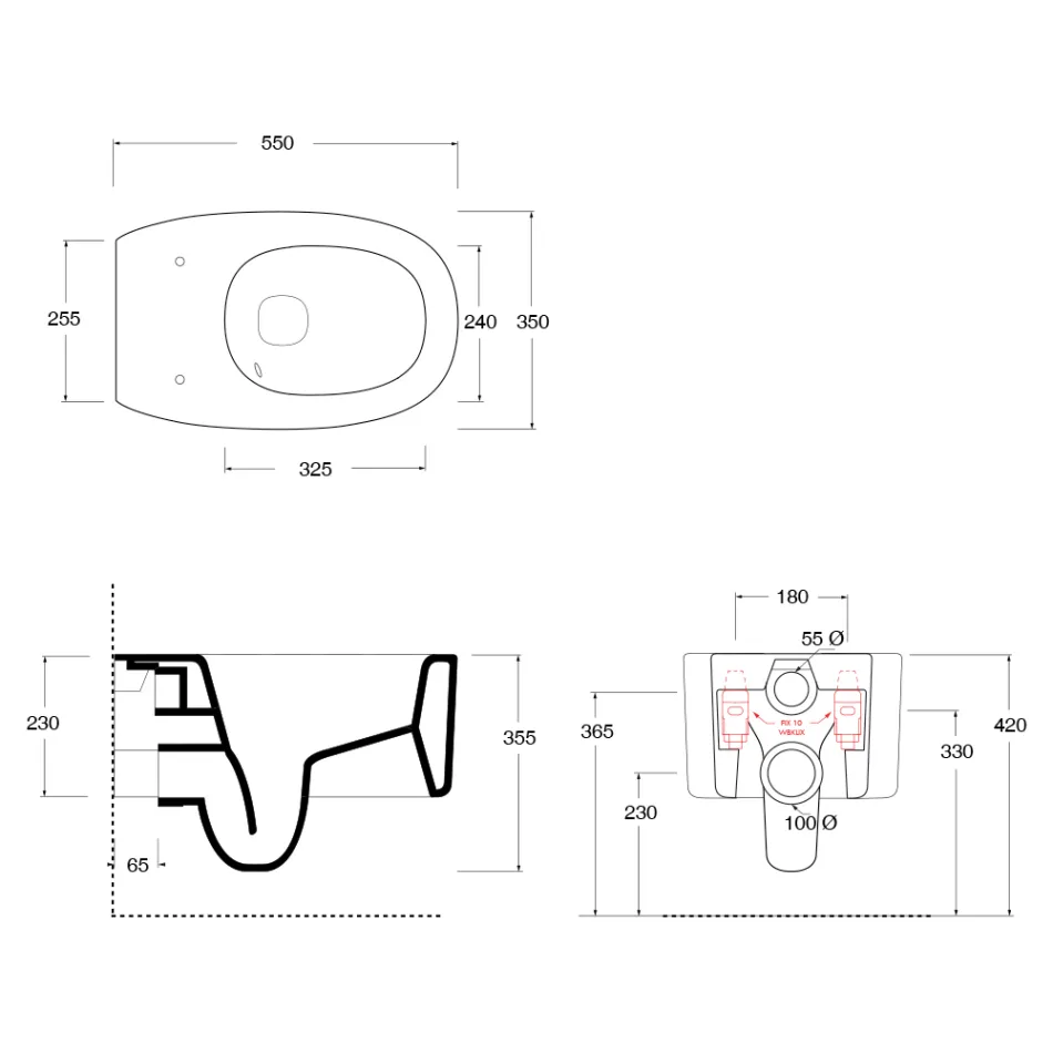 Vaso sanitário de cerâmica suspenso em várias cores, fabricado na Itália - Menina Viadurini