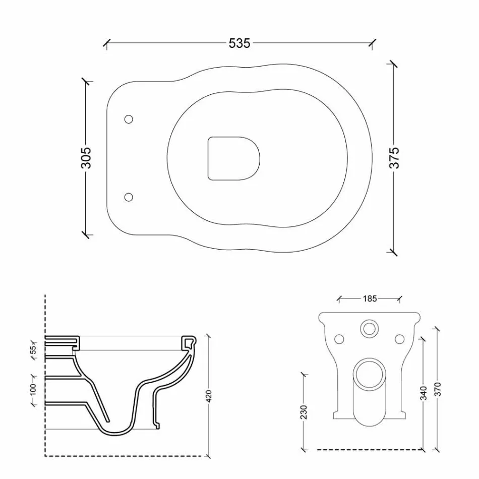 Parede moderna pendurada WC em cerâmica branca Estilo 54x36 made in Italy Viadurini