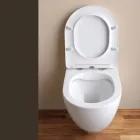 Vaso sanitário suspenso sem aro com assento cerâmico de fechamento suave - Juniper   Viadurini
