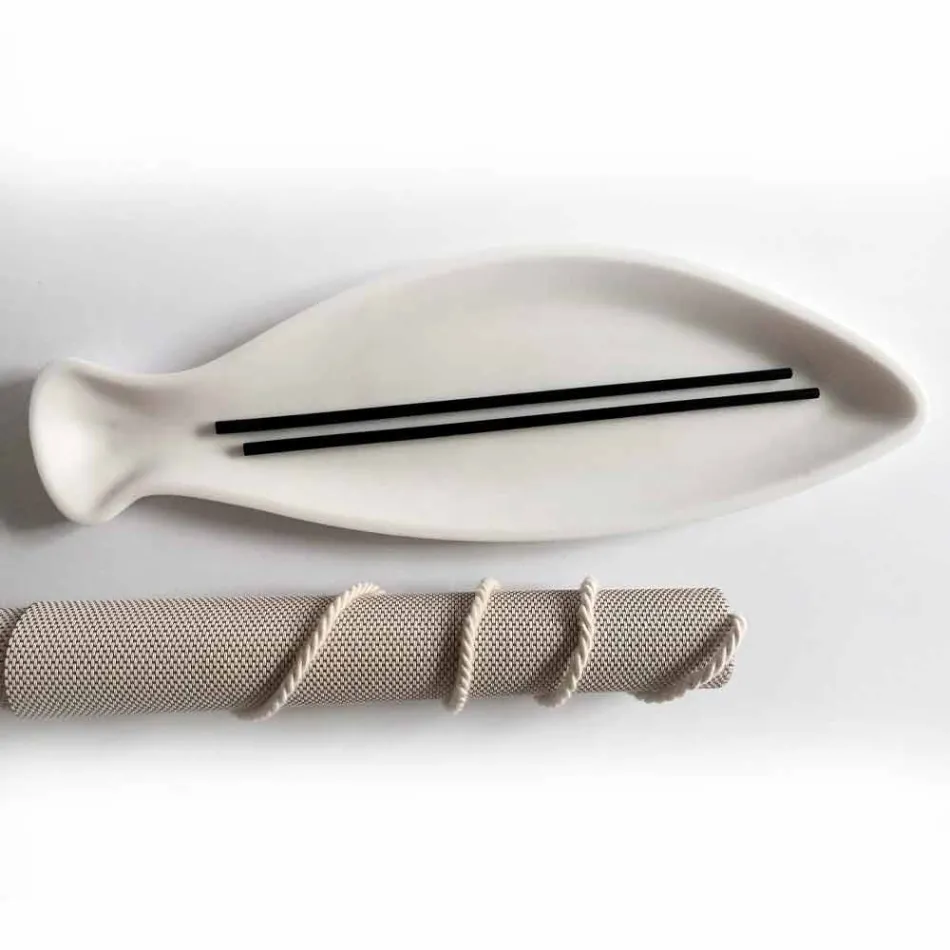 Bandeja para Cozinha em Mármore Branco Carrara Feito à Mão na Itália - Peixe Viadurini