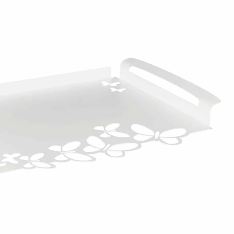 Bandeja de servir em ferro branco, bege ou marfim, fabricada na Itália - Leiden Viadurini