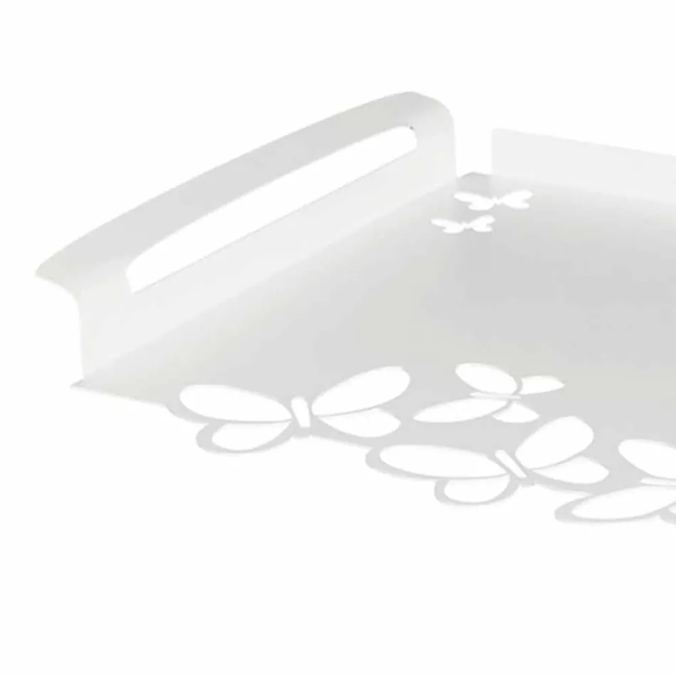 Bandeja de servir em ferro branco, bege ou marfim, fabricada na Itália - Leiden Viadurini