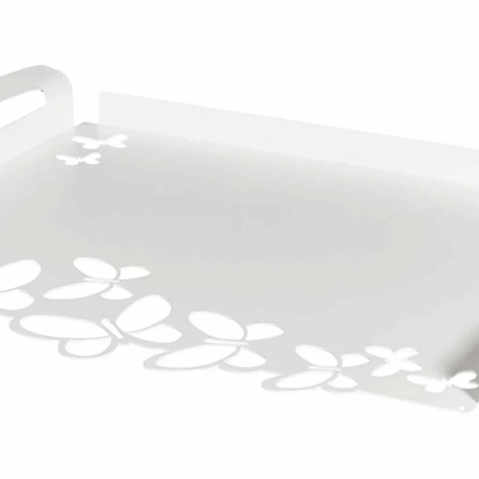 Bandeja de servir em ferro branco, bege ou marfim, fabricada na Itália - Leiden Viadurini