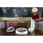 Bandeja redonda moderna em mármore branco de Carrara fabricado na Itália - Chet Viadurini