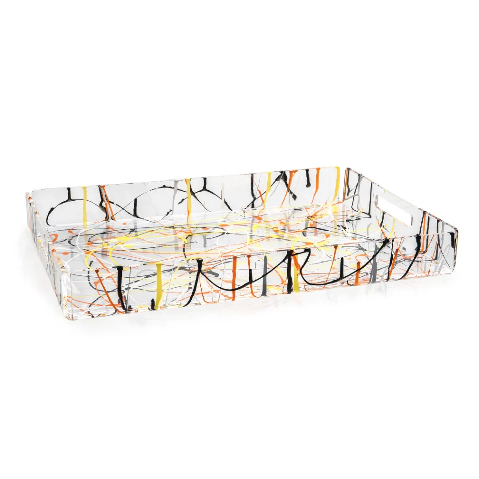 Bandeja Multicolor em Plexiglass de 2 Tamanhos Made in Italy - Multicolor Viadurini