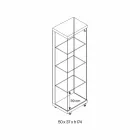 Vitrine de Parede em Vidro e Madeira Branca, Rodas e Prateleiras Iluminadas - Armilla Viadurini