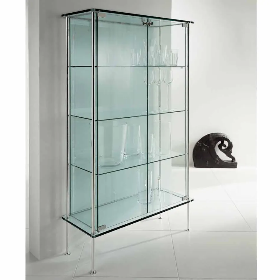 Vitrine de Parede em Vidro Transparente e Metal com 2 Portas Design - Lorella Viadurini