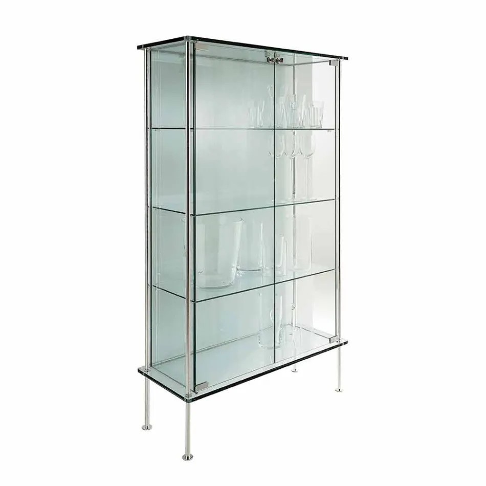 Vitrine de Parede em Vidro Transparente e Metal com 2 Portas Design - Lorella Viadurini