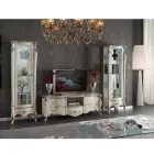 Vitrine Clássica com Porta de Madeira Branca ou Nogueira Feita na Itália - Caligola Viadurini