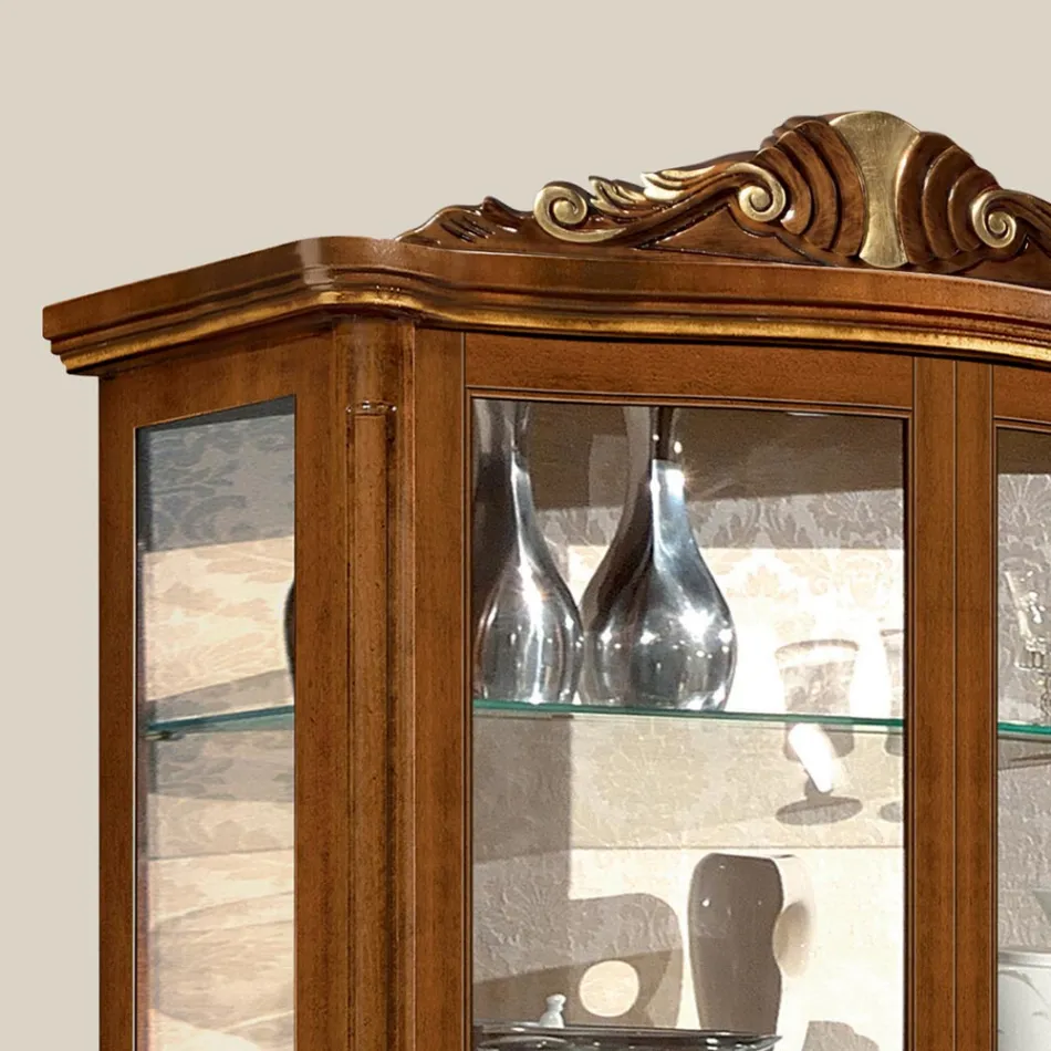 Vitrine Clássica em Madeira de Nogueira Bassano Duas Portas Made in Italy - Chantilly Viadurini