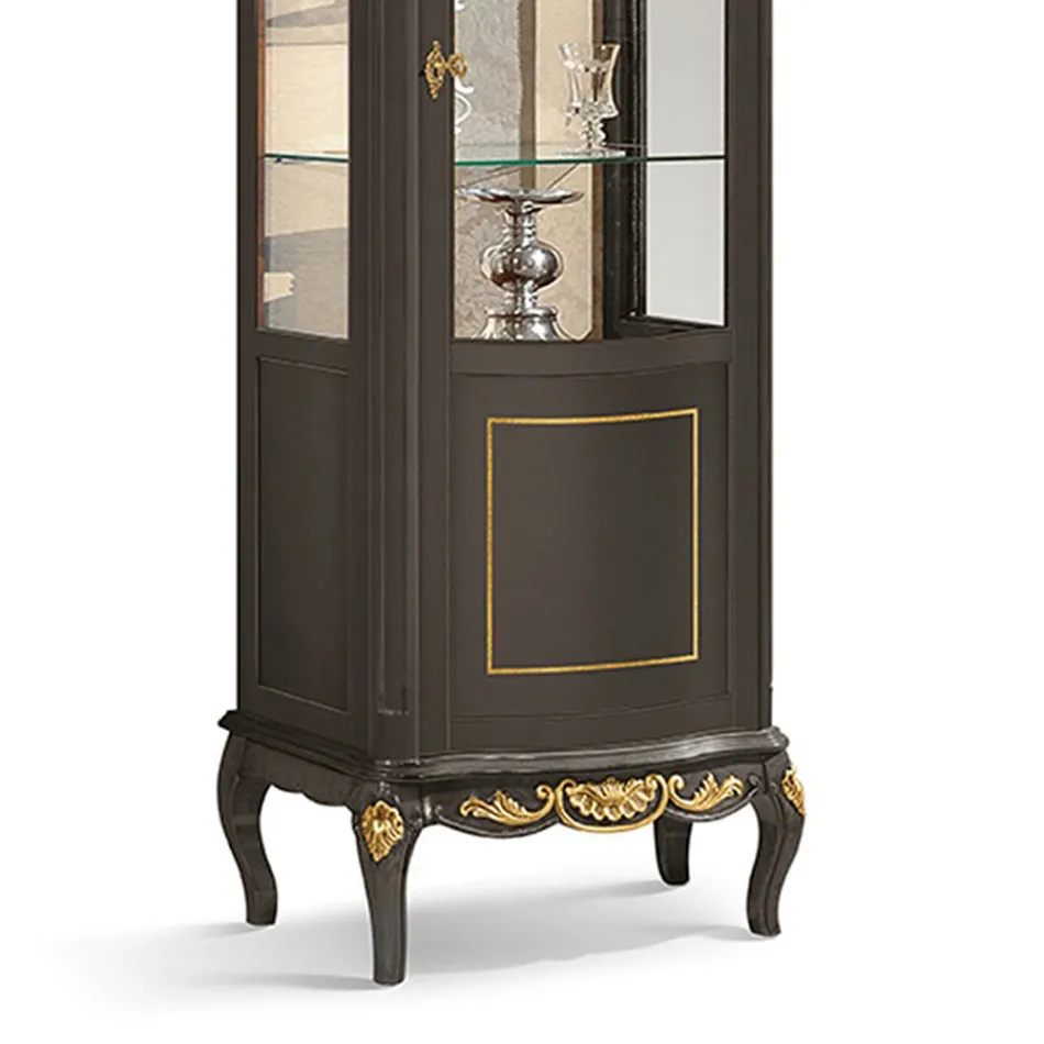 Vitrine Clássica em Nogueira Branca ou Madeira Moka Made in Italy - Chantilly Viadurini