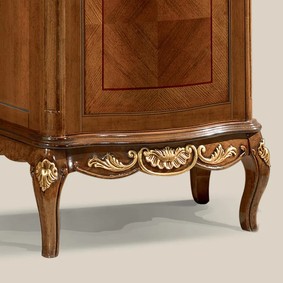 Vitrine Clássica em Nogueira Branca ou Madeira Moka Made in Italy - Chantilly Viadurini