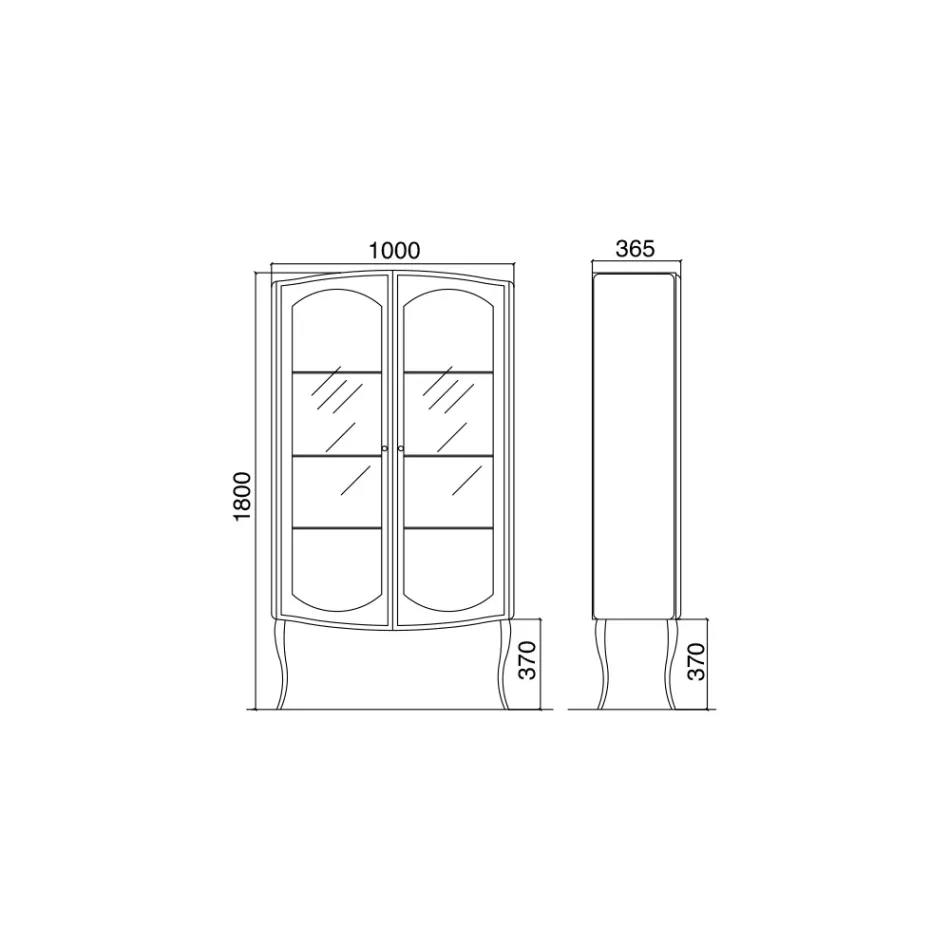 Vitrine Completa com Duas Portas e Três Prateleiras de Vidro Made in Italy - Candy Viadurini
