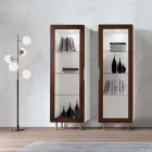 Vitrine de Sala com 1 Porta em Branco e Acabamento Canaletto Made in Italy - Gerd Viadurini