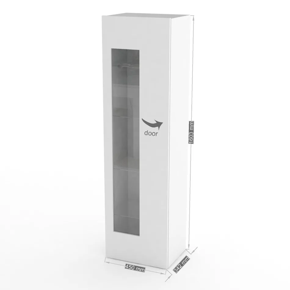 Vitrine Design para Sala em Madeira Branca, Antracita ou Concreto - Suzana Viadurini