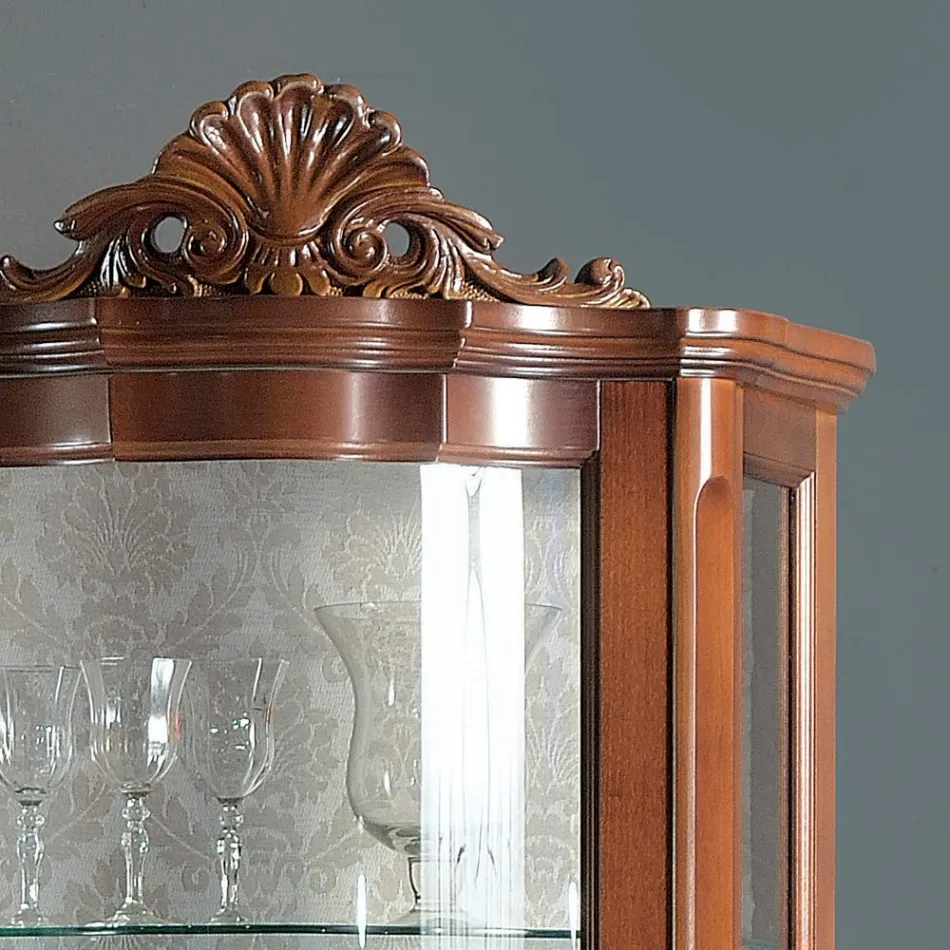 Vitrine Sala de Estar 1 Porta e 2 Gavetas de Madeira Made in Italy - Leonor Viadurini