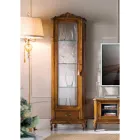 Vitrine de sala clássica em madeira de nogueira 1 porta fabricada na Itália - Ronald Viadurini