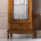 Vitrine de sala clássica em madeira de nogueira 1 porta fabricada na Itália - Ronald Viadurini