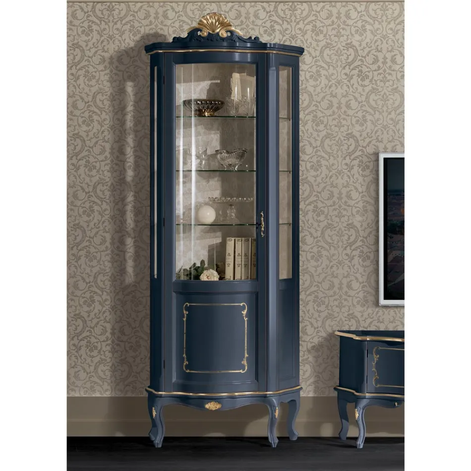 Vitrine de Madeira da Sala de Estar com 1 Porta Luxo Made in Italy - Leonor Viadurini