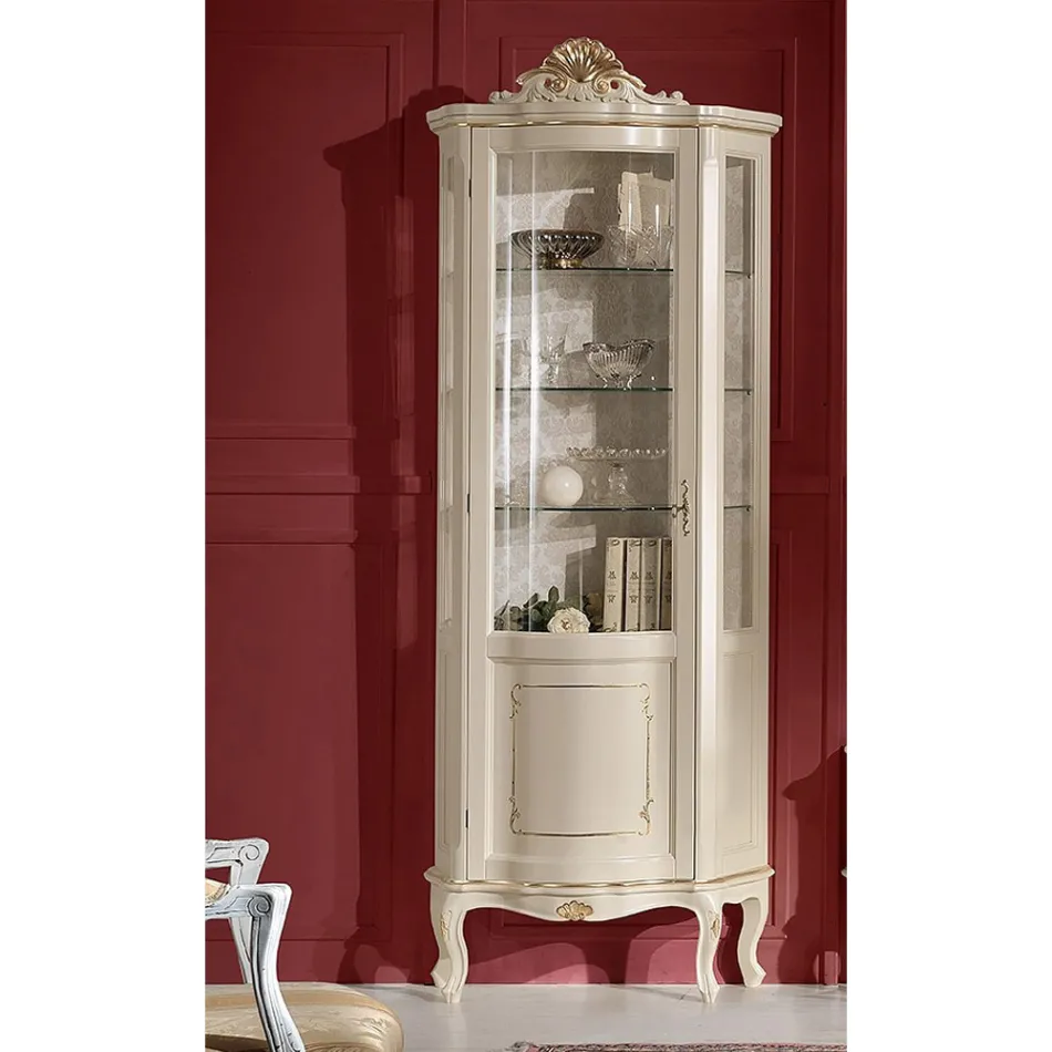 Vitrine de Madeira da Sala de Estar com 1 Porta Luxo Made in Italy - Leonor Viadurini