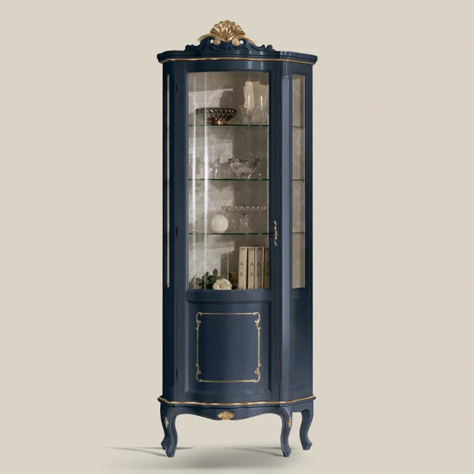 Vitrine de Madeira da Sala de Estar com 1 Porta Luxo Made in Italy - Leonor Viadurini