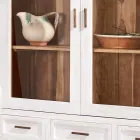 Vitrine Sanda em madeira maciça de teca para sala de estar, com 4 portas e 3 gavetas. Viadurini