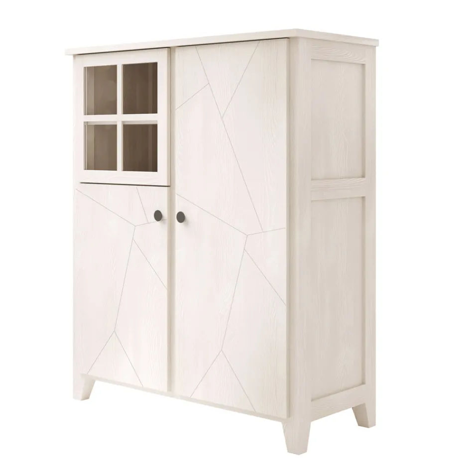 Estrutura de vitrine de sala de estar em madeira maciça de abeto fabricada na Itália - Pascual Viadurini