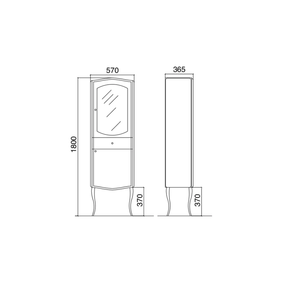 Vitrine de cor única com prateleiras internas de vidro fabricadas na Itália - Candy Viadurini