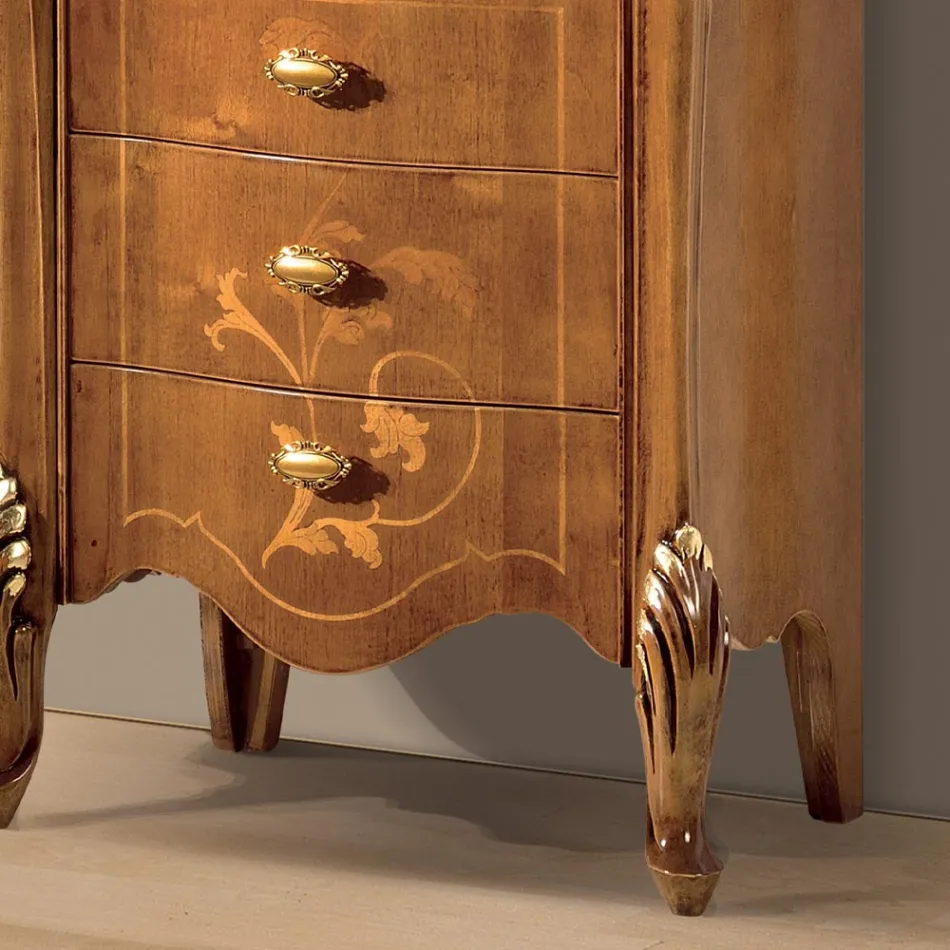 Vitrine de Sala de Estar com 1 Porta de Vidro e 3 Gavetas Made in Italy - Londres Viadurini