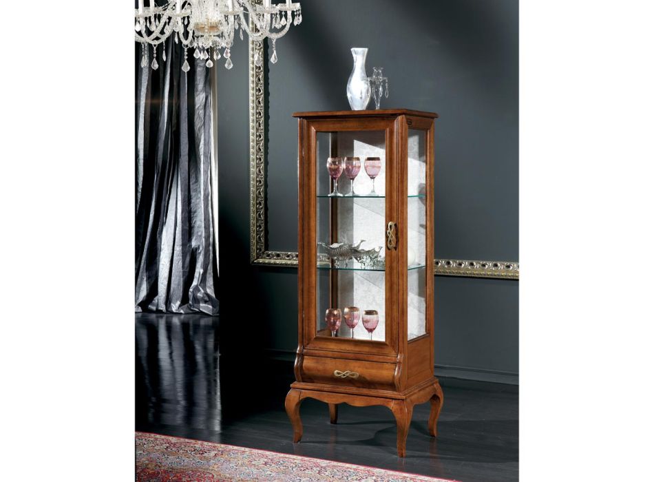 Vitrine de sala de estar de luxo em madeira de nogueira clássica fabricada na Itália - Hastings Viadurini