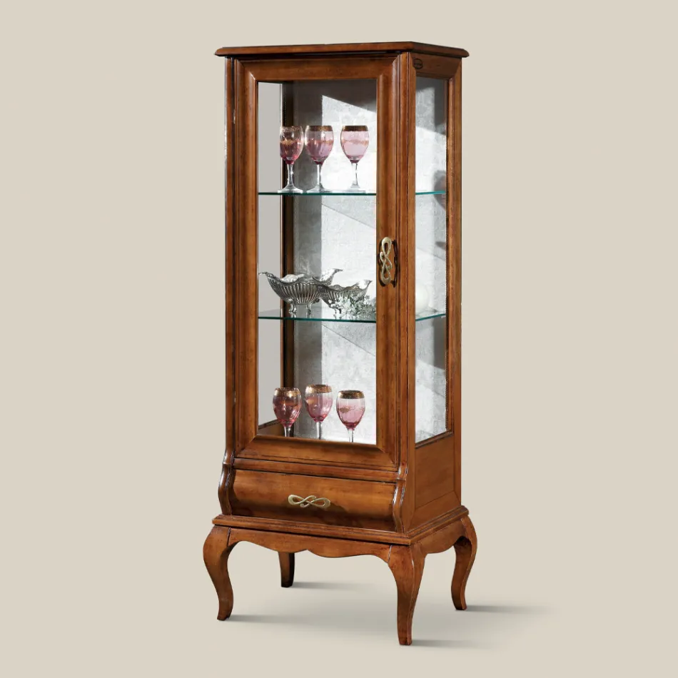 Vitrine de sala de estar de luxo em madeira de nogueira clássica fabricada na Itália - Hastings Viadurini