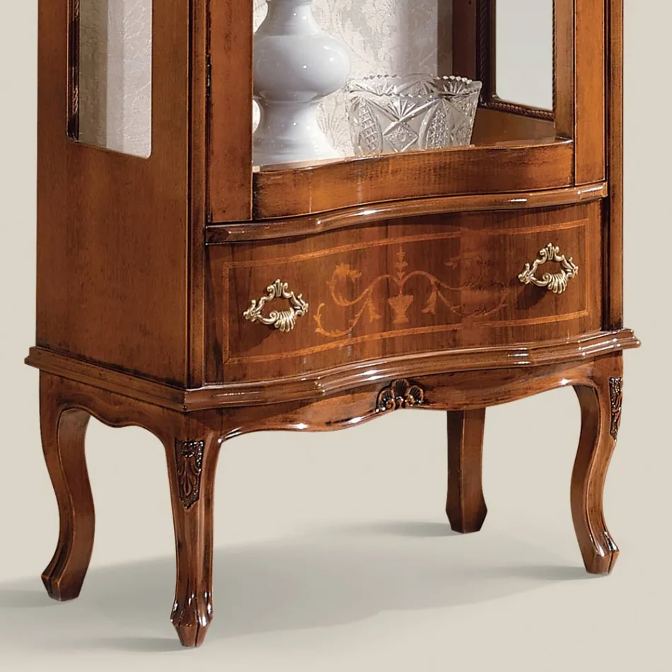 Vitrine de sala de estar em nogueira ou madeira branca com 1 porta feita na Itália - Versaille Viadurini