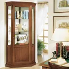 Vitrina de canto com 1 porta e 2 prateleiras de vidro fabricada na Itália - Denka Viadurini