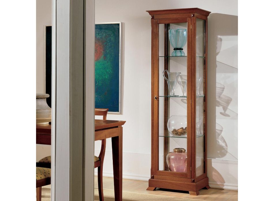 Vitrina com 1 porta e 3 prateleiras em vidro cereja Fabricado na Itália - Modron Viadurini