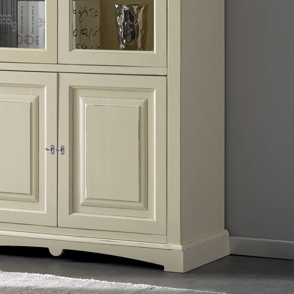 Vitrina com 2 portas de madeira e 2 portas de vidro Fabricado na Itália - Fenrir Viadurini