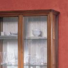 Vitrina com 3 gavetas, 2 portas e prateleiras de vidro Fabricado na Itália - Walo Viadurini