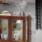 Vitrine com Prateleiras de Vidro e Parte Traseira Estofada Made in Italy - Assur Viadurini