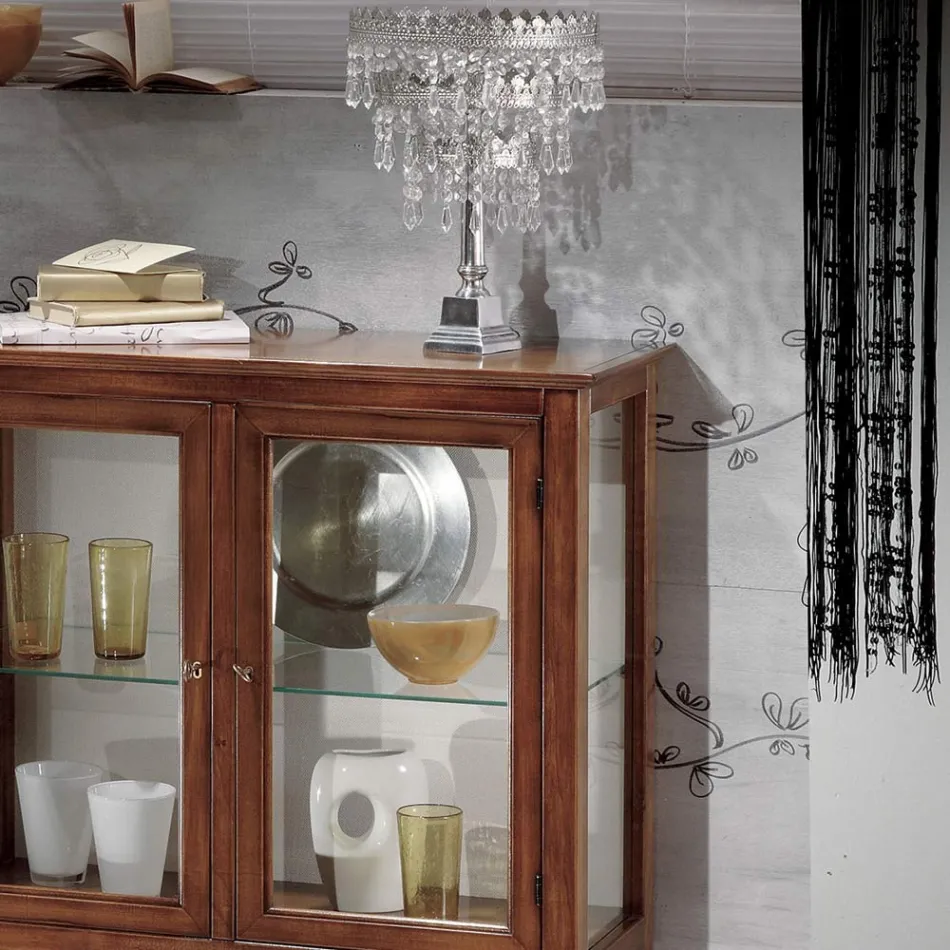 Vitrine com Prateleiras de Vidro e Parte Traseira Estofada Made in Italy - Assur Viadurini