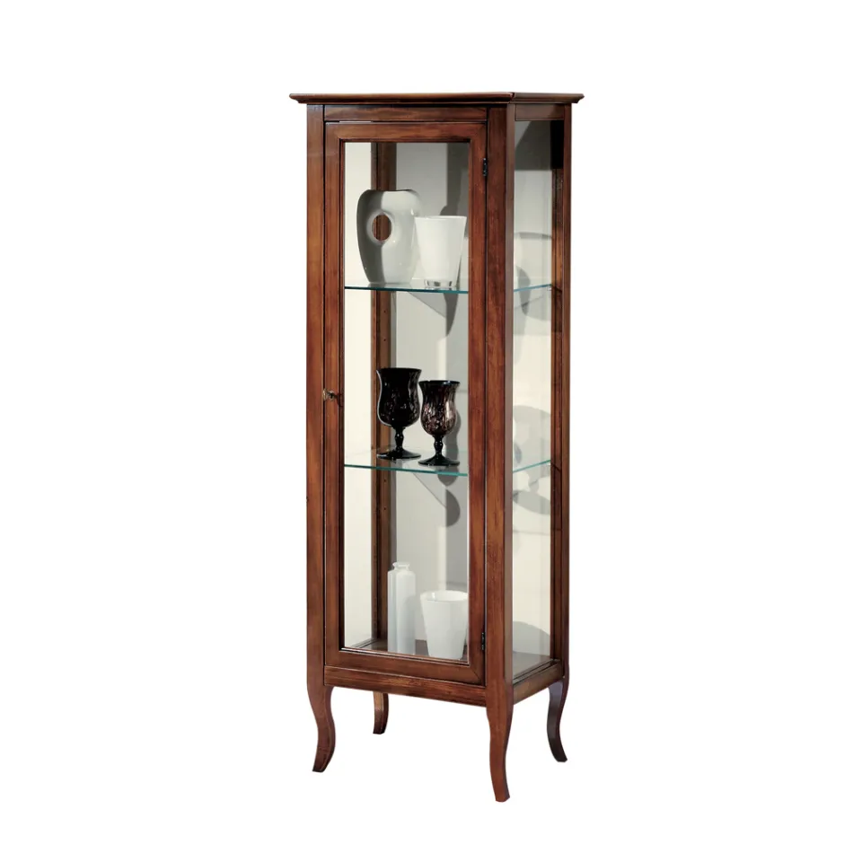 Vitrine com Prateleiras de Vidro e Parte Traseira Estofada Made in Italy - Assur Viadurini
