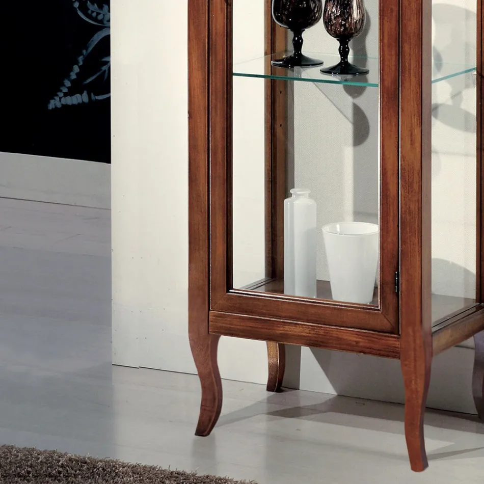 Vitrine com Prateleiras de Vidro e Parte Traseira Estofada Made in Italy - Assur Viadurini