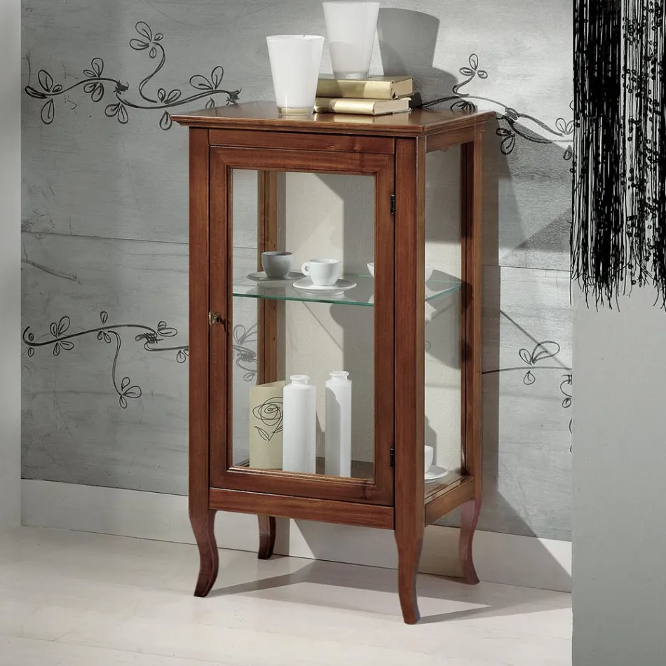 Vitrine com Prateleiras de Vidro e Parte Traseira Estofada Made in Italy - Assur Viadurini