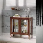 Vitrine com Prateleiras de Vidro e Costas Estofadas Made in Italy - Assur Viadurini