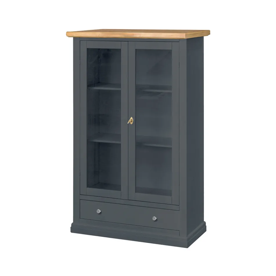 Vitrina de madeira com 1 gaveta, 2 portas e 2 prateleiras Made in Italy - Nanna Viadurini