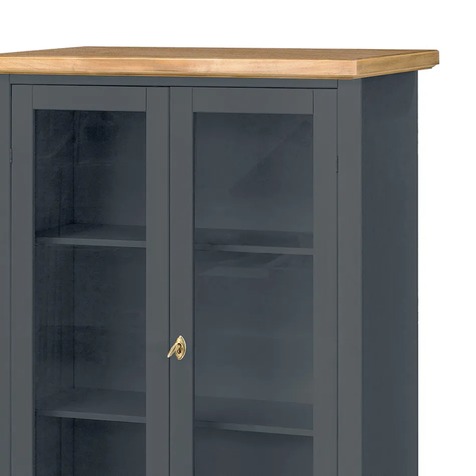 Vitrina de madeira com 1 gaveta, 2 portas e 2 prateleiras Made in Italy - Nanna Viadurini