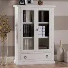 Vitrina de madeira com 1 gaveta, 2 portas e 2 prateleiras Made in Italy - Nanna Viadurini