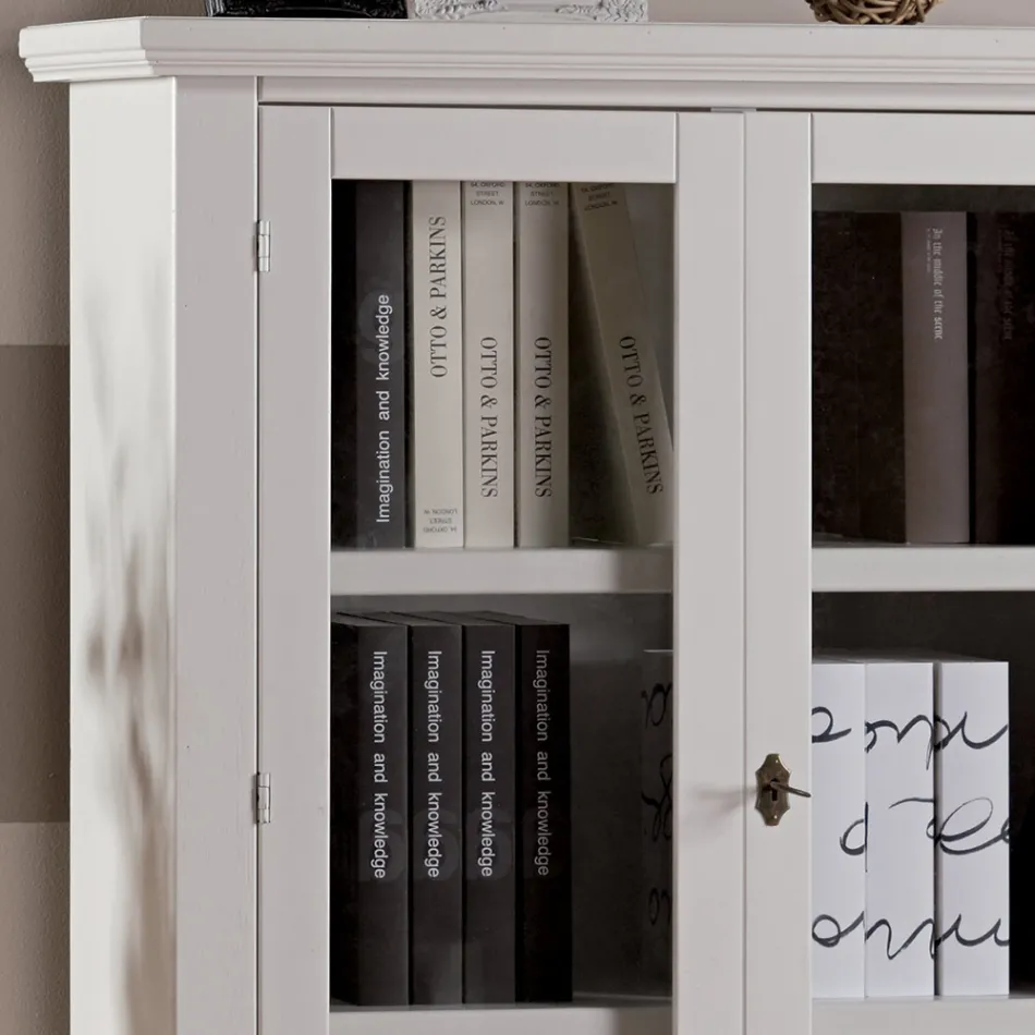 Vitrina de madeira com 1 gaveta, 2 portas e 2 prateleiras Made in Italy - Nanna Viadurini